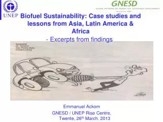 Biofuel Sustainability: Case studies and lessons from Asia, Latin America &amp; Africa