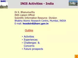 INIS Activities - India