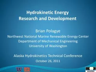 Hydrokinetic Energy Research and Development