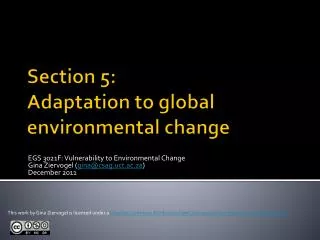 Section 5: Adaptation to global environmental change