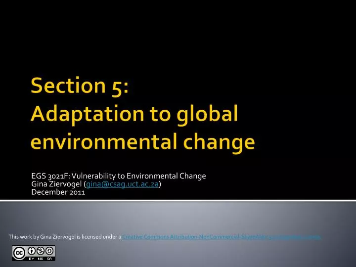 egs 3021f vulnerability to environmental change gina ziervogel gina@csag uct ac za december 2011