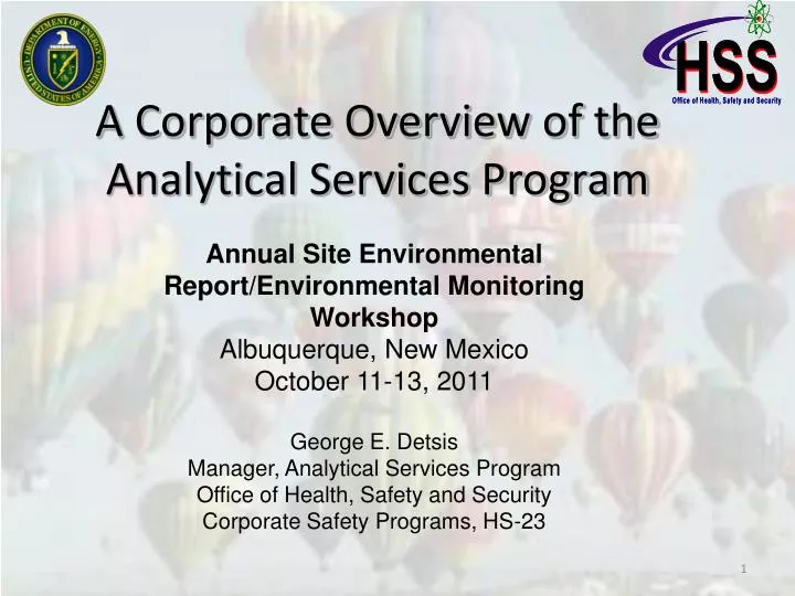 a corporate overview of the analytical services program