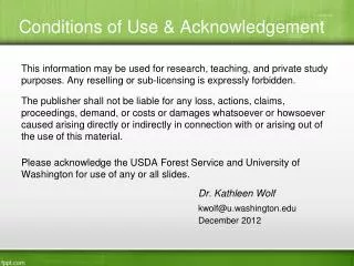 Conditions of Use &amp; Acknowledgement