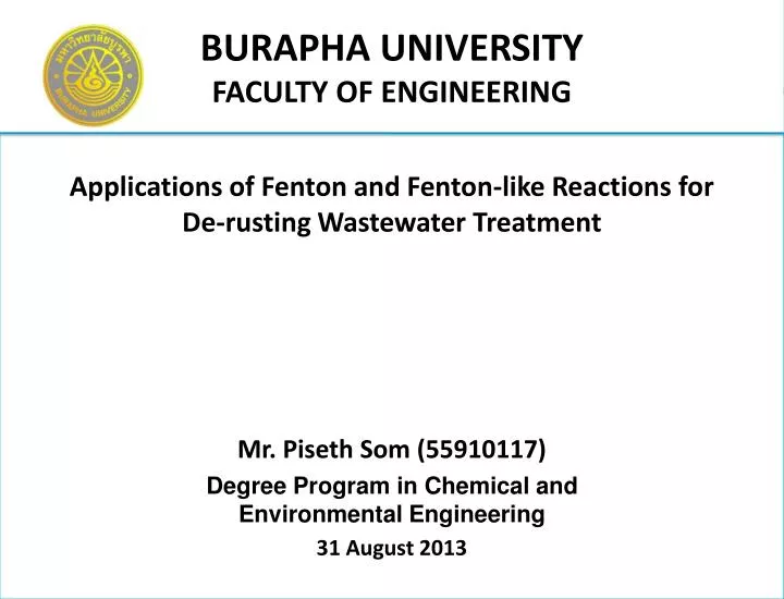applications of fenton and fenton like reactions for de rusting wastewater treatment