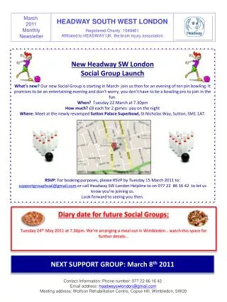 New Headway SW London Social Group Launch