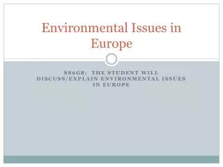 Environmental Issues in Europe