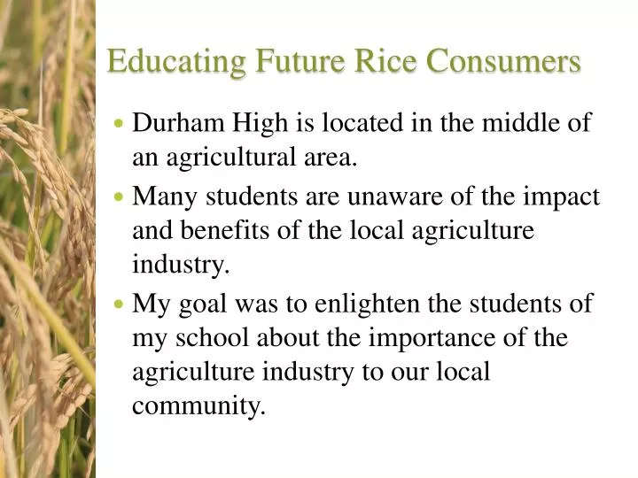 educating future rice consumers