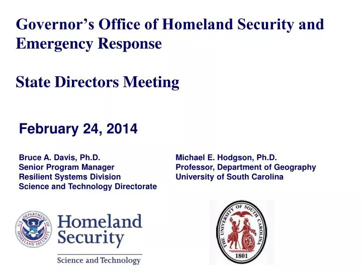 governor s office of homeland security and emergency response state directors meeting
