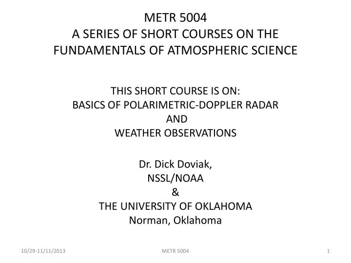 metr 5004 a series of short courses on the fundamentals of atmospheric science
