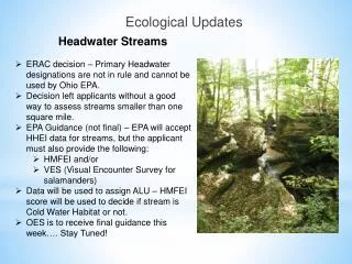 Ecological Updates