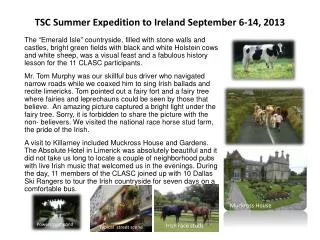 TSC Summer Expedition to Ireland September 6-14, 2013