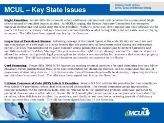 MCUL – Key State Issues