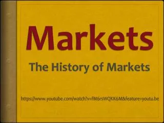 Markets The History of Markets