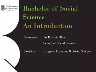 Bachelor of Social Science An Introduction