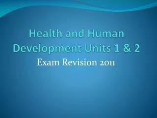 Health and Human Development Units 1 &amp; 2