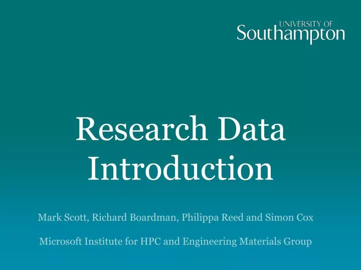 research data introduction