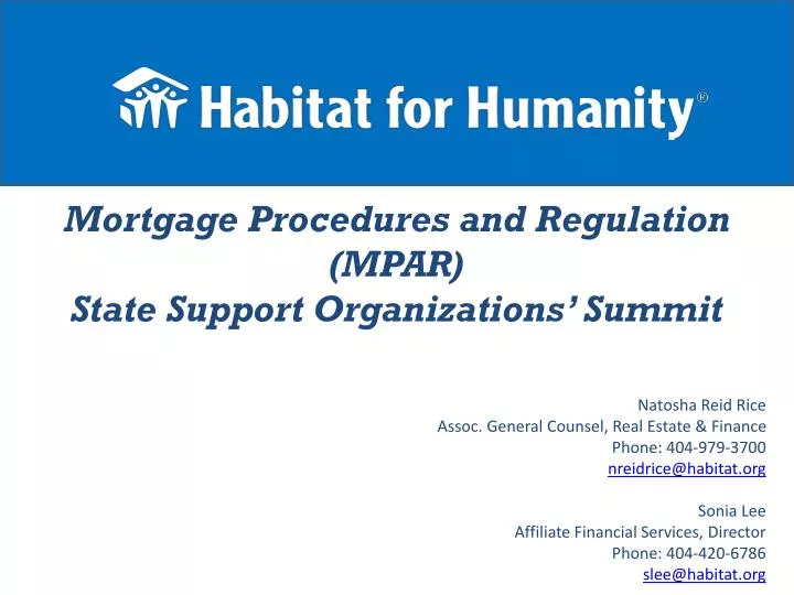 mortgage procedures and regulation mpar state support organizations summit
