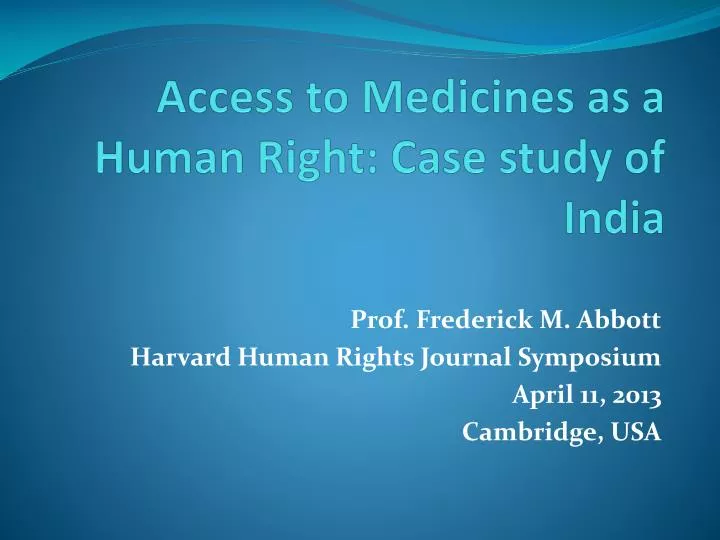 access to medicines as a human right case study of india