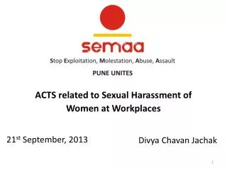 ACTS related to Sexual Harassment of Women at Workplaces
