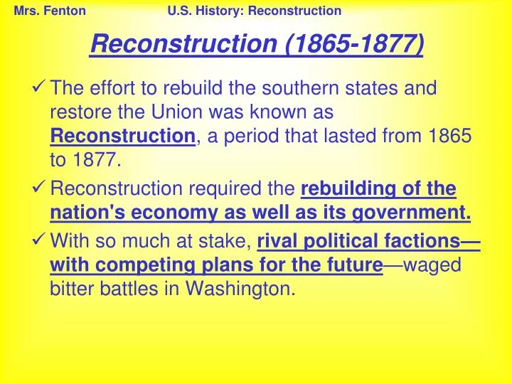 reconstruction 1865 1877