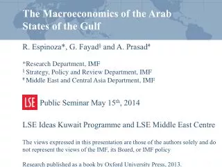 The Macroeconomics of the Arab States of the Gulf