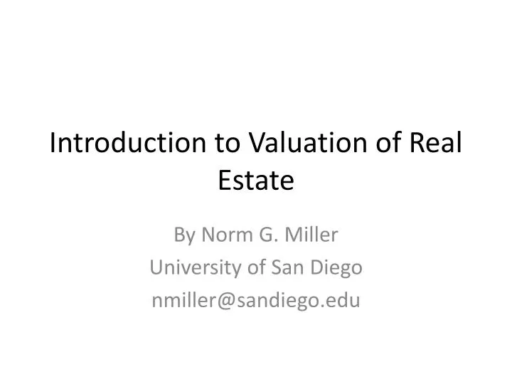 introduction to valuation of real estate