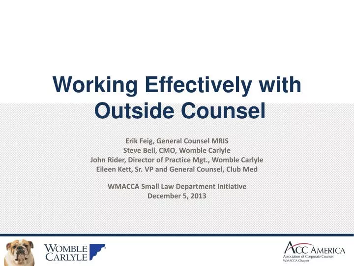working effectively with outside counsel