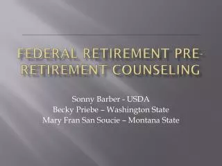 Federal Retirement Pre-Retirement Counseling