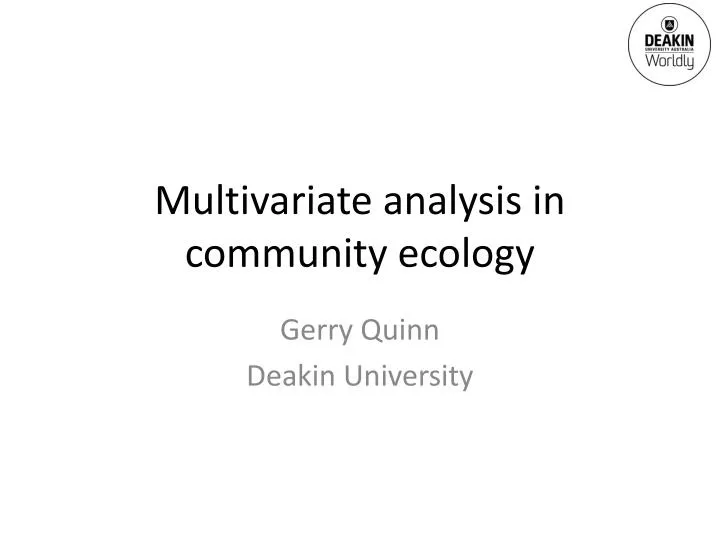 multivariate analysis in community ecology