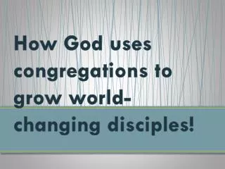 How God uses congregations to grow world-changing disciples!