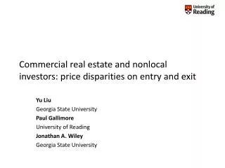 Commercial real estate and nonlocal investors: price disparities on entry and exit