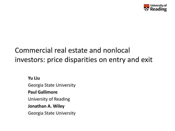 commercial real estate and nonlocal investors price disparities on entry and exit