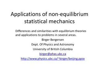 Applications of non-equilibrium statistical mechanics