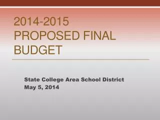 2014-2015 Proposed Final Budget