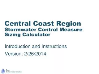 Central Coast Region Stormwater Control Measure Sizing Calculator