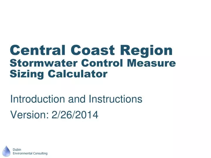central coast region stormwater control measure sizing calculator