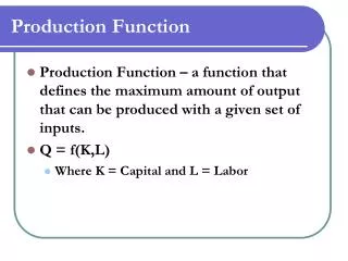 Production Function