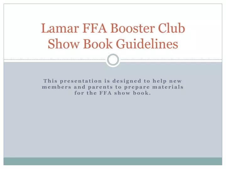 lamar ffa booster club show book guidelines