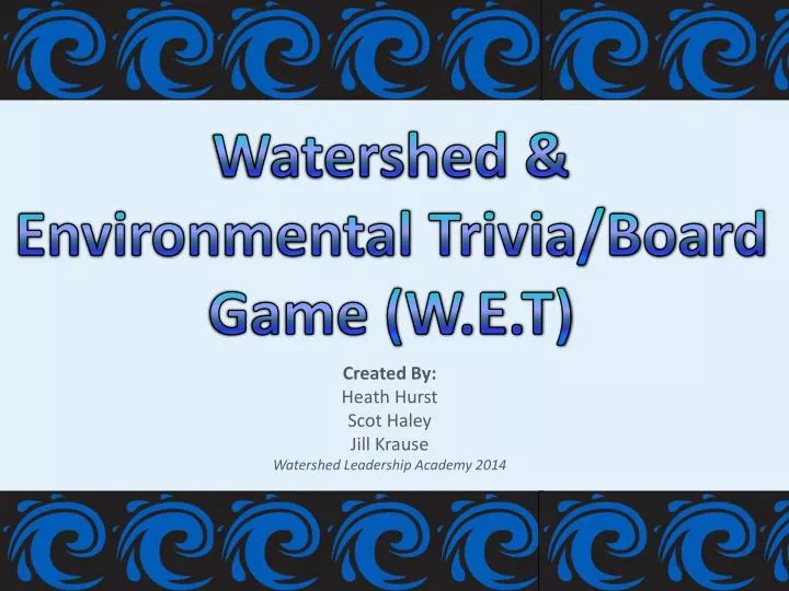 watershed environmental trivia board game w e t