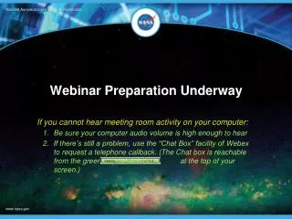 Webinar Preparation Underway