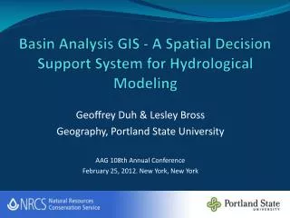 Basin Analysis GIS - A Spatial Decision Support System for Hydrological Modeling