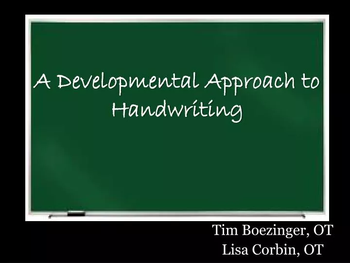 a developmental approach to handwriting