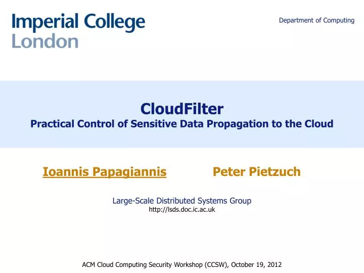 cloudfilter practical control of sensitive data propagation to the cloud