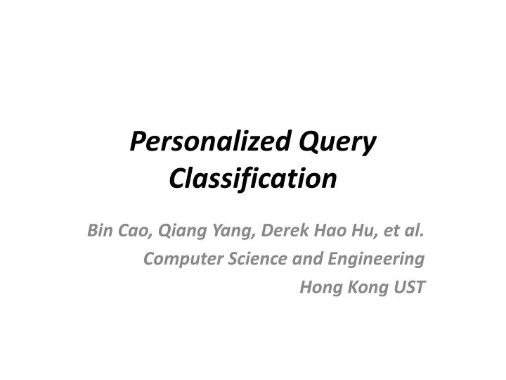 personalized query classification