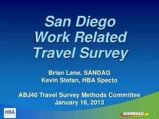 San Diego Work Related Travel Survey