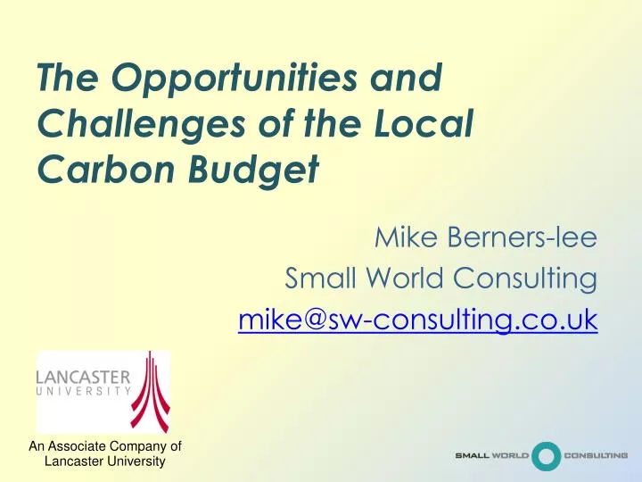 the opportunities and challenges of the local carbon budget