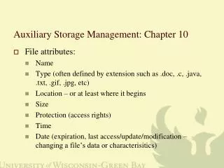 Auxiliary Storage Management: Chapter 10