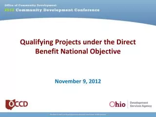 Qualifying Projects under the Direct Benefit National Objective