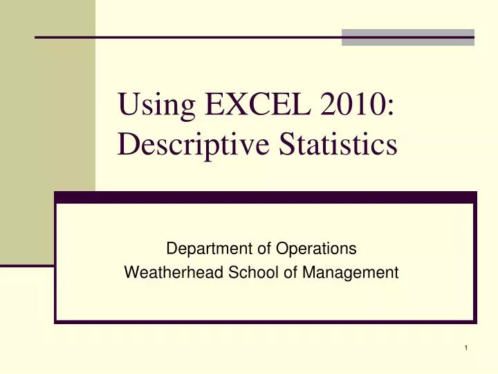 using excel 2010 descriptive statistics
