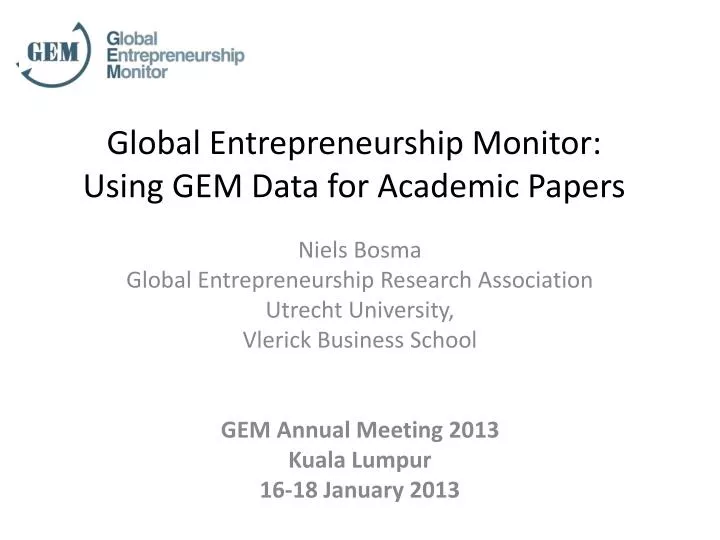 global entrepreneurship monitor using gem data for academic papers